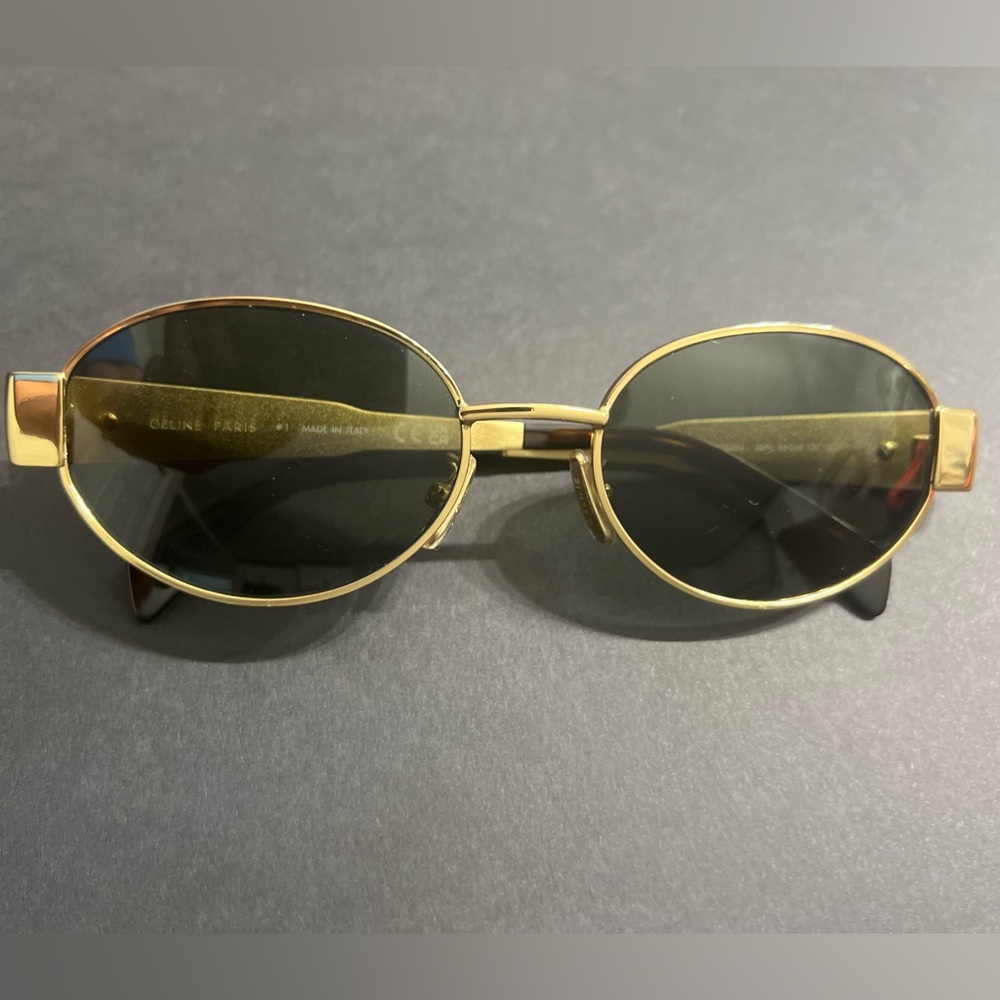 Celine Gold Triomphe Metal Sunglasses 🕶️ Elegant Gold Oval Sunglasses